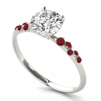 Scattered Lab Ruby Engagement Ring 14K White Gold (0.13ct)