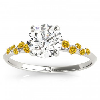 Scattered Lab Yellow Sapphire Engagement Ring 14K White Gold (0.13ct)