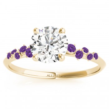 Diamond & Scattered Amethyst Engagement Ring 14K Yellow Gold (0.13ct)