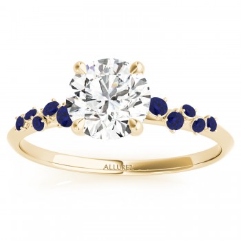 Scattered Lab Blue Sapphire Engagement Ring 14K Yellow Gold (0.13ct)