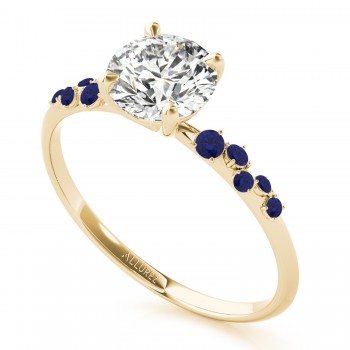 Scattered Lab Blue Sapphire Engagement Ring 14K Yellow Gold (0.13ct)