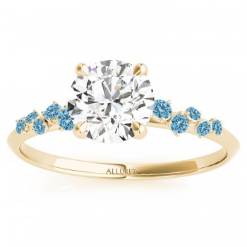 Scattered Lab Blue Topaz  Engagement Ring 14K Yellow Gold (0.13ct)