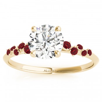 Scattered Lab Ruby Engagement Ring 14K Yellow Gold (0.13ct)