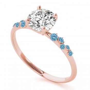 Scattered Lab Blue Topaz  Engagement Ring 18K Rose Gold (0.13ct)