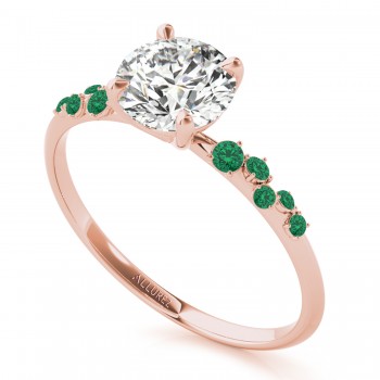 Scattered Lab Emerald Engagement Ring 18K Rose Gold (0.13ct)