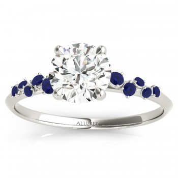 Scattered Lab Blue Sapphire Engagement Ring 18K White Gold (0.13ct)