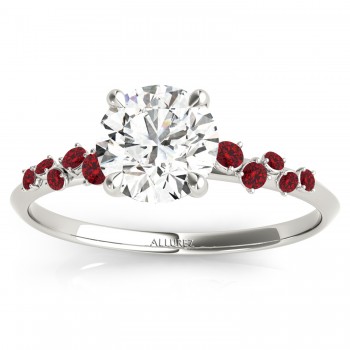 Scattered Lab Ruby Engagement Ring 18K White Gold (0.13ct)