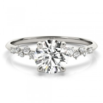 Round Diamond Accented Engagement Ring 18K White Gold (1.00ct)