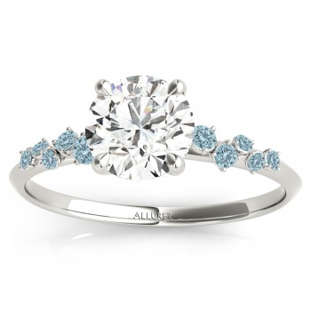 Scattered Lab Aquamarine Engagement Ring in Platinum (0.13ct)