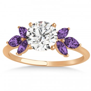 Amethyst Marquise Floral Engagement Ring 14k Rose Gold (0.50ct)