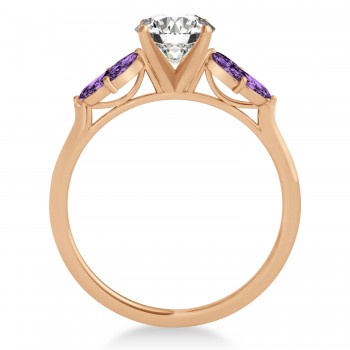 Amethyst Marquise Floral Engagement Ring 14k Rose Gold (0.50ct)
