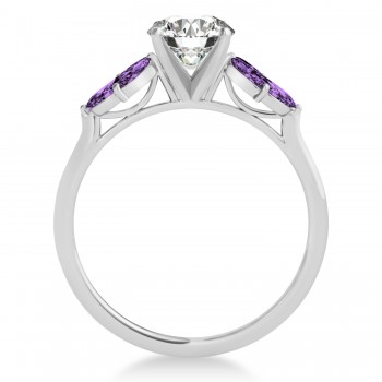 Amethyst Marquise Floral Engagement Ring 14k White Gold (0.50ct)