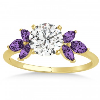 Amethyst Marquise Floral Engagement Ring 14k Yellow Gold (0.50ct)