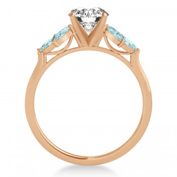 Aquamarine Marquise Floral Engagement Ring 14k Rose Gold (0.50ct)