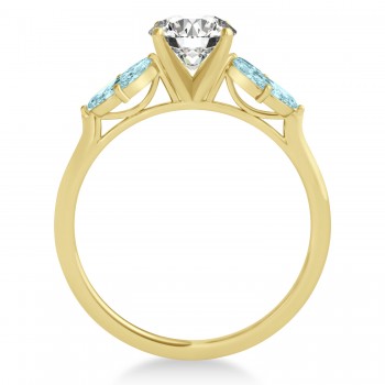 Aquamarine Marquise Floral Engagement Ring 14k Yellow Gold (0.50ct)