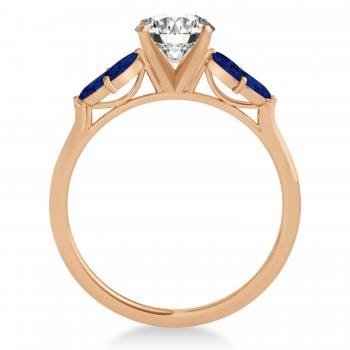 Lab Blue Sapphire Marquise Floral Engagement Ring 14k Rose Gold (0.50ct)