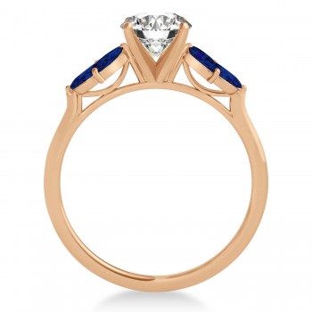 Blue Sapphire Marquise Floral Engagement Ring 14k Rose Gold (0.50ct)