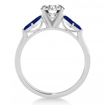 Blue Sapphire Marquise Floral Engagement Ring 14k White Gold (0.50ct)