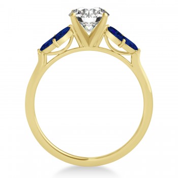 Blue Sapphire Marquise Floral Engagement Ring 14k Yellow Gold (0.50ct)