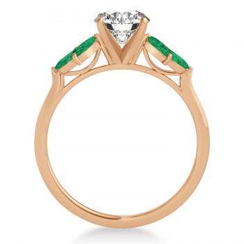 Lab Emerald Marquise Floral Engagement Ring 14k Rose Gold (0.50ct)