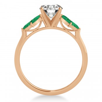 Emerald Marquise Floral Engagement Ring 14k Rose Gold (0.50ct)