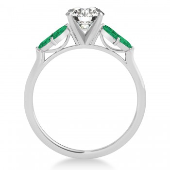 Lab Emerald Marquise Floral Engagement Ring 14k White Gold (0.50ct)