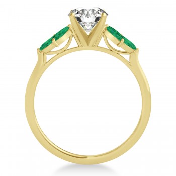 Lab Emerald Marquise Floral Engagement Ring 14k Yellow Gold (0.50ct)