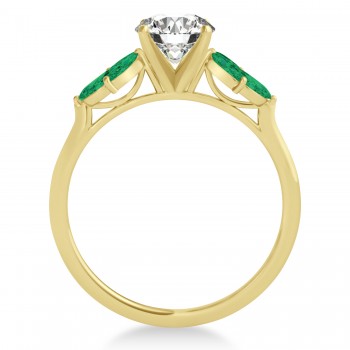 Emerald Marquise Floral Engagement Ring 14k Yellow Gold (0.50ct)