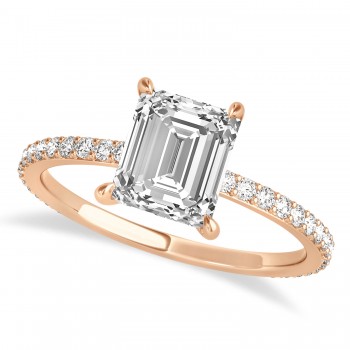 Emerald Diamond Hidden Halo Engagement Ring 14k Rose Gold (2.93ct)