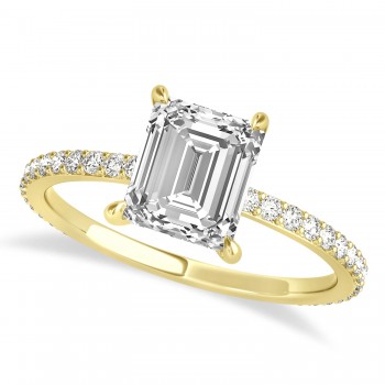 Emerald Diamond Hidden Halo Engagement Ring 18k Yellow Gold (2.93ct)
