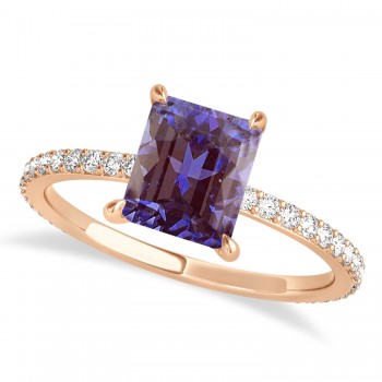 Emerald Alexandrite & Diamond Hidden Halo Engagement Ring 14k Rose Gold (2.93ct)