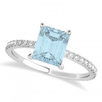 Emerald Aquamarine & Diamond Hidden Halo Engagement Ring Palladium (2.93ct)