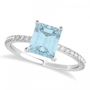 Emerald Aquamarine & Diamond Hidden Halo Engagement Ring Platinum (2.93ct)