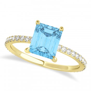 Emerald Blue Topaz & Diamond Hidden Halo Engagement Ring 14k Yellow Gold (2.93ct)