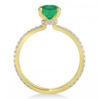 Emerald Emerald & Diamond Hidden Halo Engagement Ring 14k Yellow Gold (2.93ct)