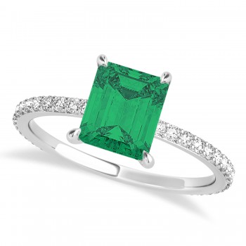 Emerald Emerald & Diamond Hidden Halo Engagement Ring Palladium (2.93ct)