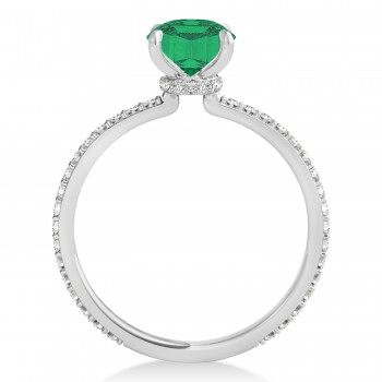 Emerald Emerald & Diamond Hidden Halo Engagement Ring Palladium (2.93ct)