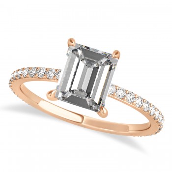 Emerald Moissanite & Diamond Hidden Halo Engagement Ring 14k Rose Gold (2.93ct)