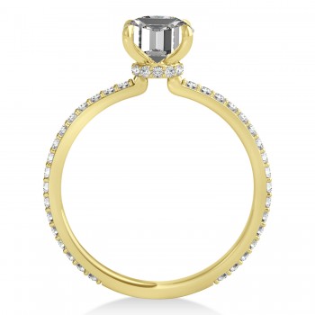 Emerald Moissanite & Diamond Hidden Halo Engagement Ring 14k Yellow Gold (2.93ct)