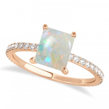 Emerald Opal & Diamond Hidden Halo Engagement Ring 14k Rose Gold (2.93ct)