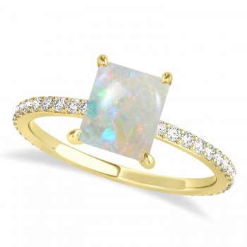 Emerald Opal & Diamond Hidden Halo Engagement Ring 14k Yellow Gold (2.93ct)