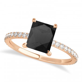 Emerald Onyx & Diamond Hidden Halo Engagement Ring 14k Rose Gold (2.93ct)