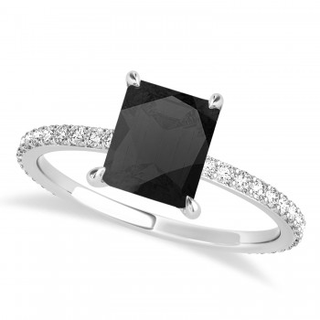 Emerald Onyx & Diamond Hidden Halo Engagement Ring 18k White Gold (2.93ct)