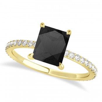 Emerald Onyx & Diamond Hidden Halo Engagement Ring 18k Yellow Gold (2.93ct)