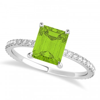 Emerald Peridot & Diamond Hidden Halo Engagement Ring Palladium (2.93ct)