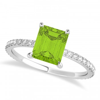 Emerald Peridot & Diamond Hidden Halo Engagement Ring Platinum (2.93ct)