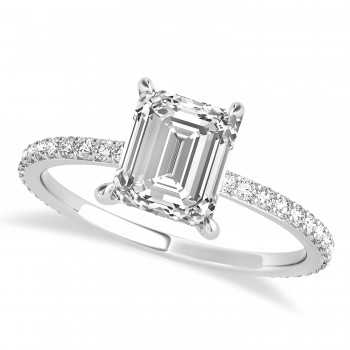 Emerald Diamond Hidden Halo Engagement Ring Palladium (2.93ct)
