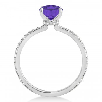 Emerald Tanzanite & Diamond Hidden Halo Engagement Ring Platinum (2.93ct)