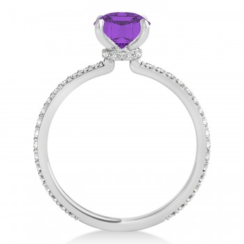 Oval Amethyst & Diamond Hidden Halo Engagement Ring Platinum (0.76ct)