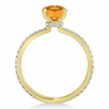 Oval Citrine & Diamond Hidden Halo Engagement Ring 14k Yellow Gold (0.76ct)